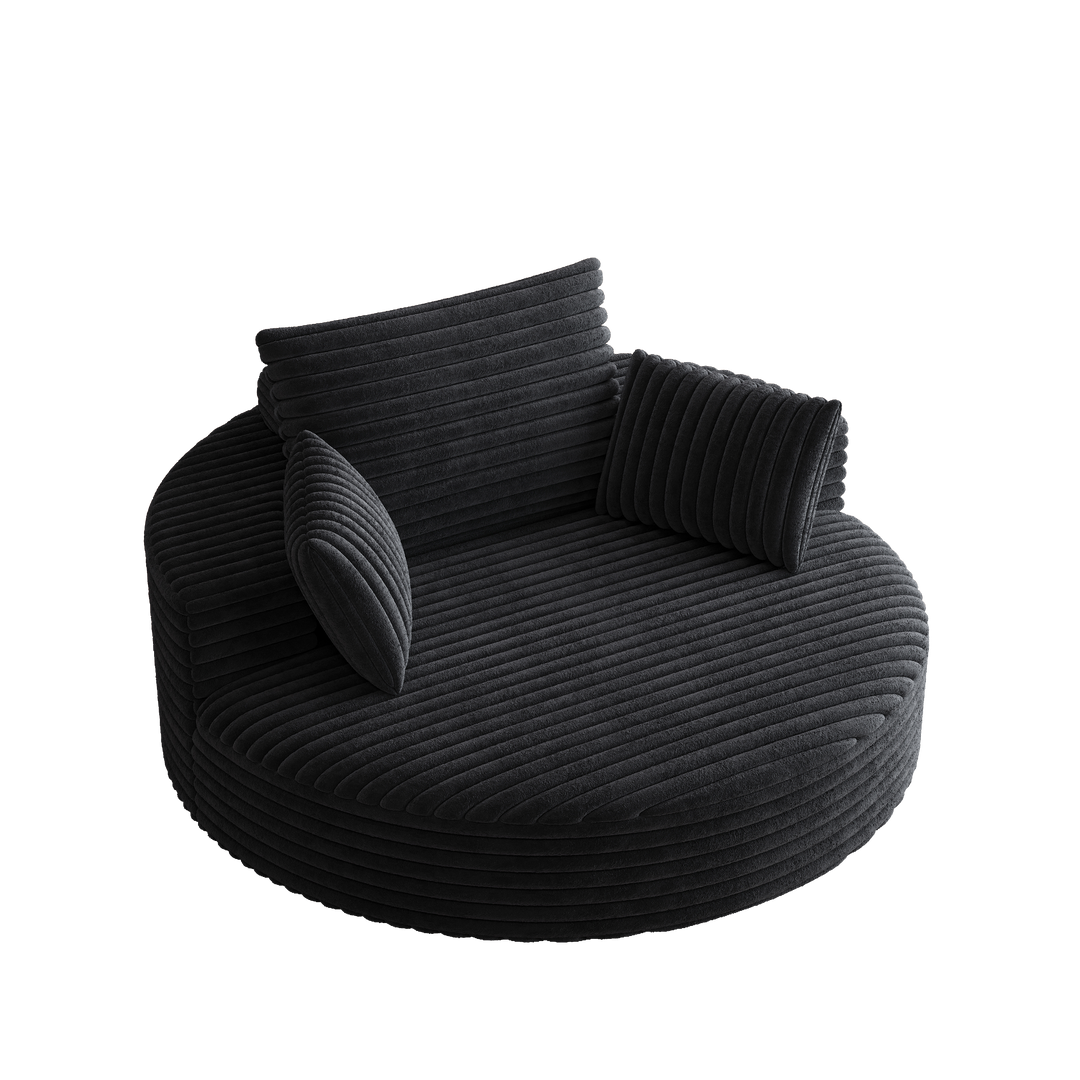 55" Corduroy Foam Swivel Chair, Modern Sleeper, Black