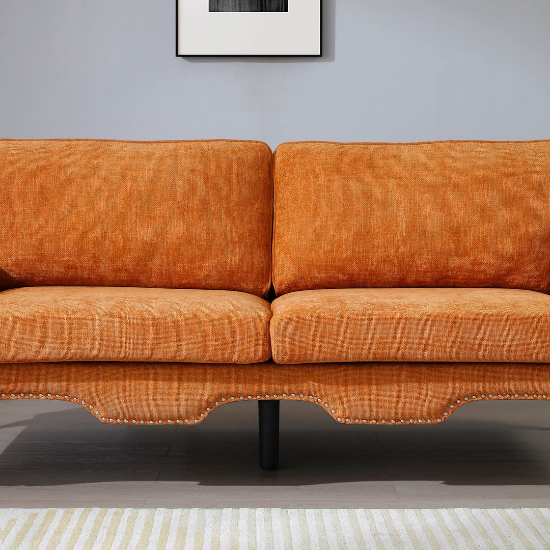 2-Piece Orange Sectional Sofa Set, 5-Seat with Movable Pillows