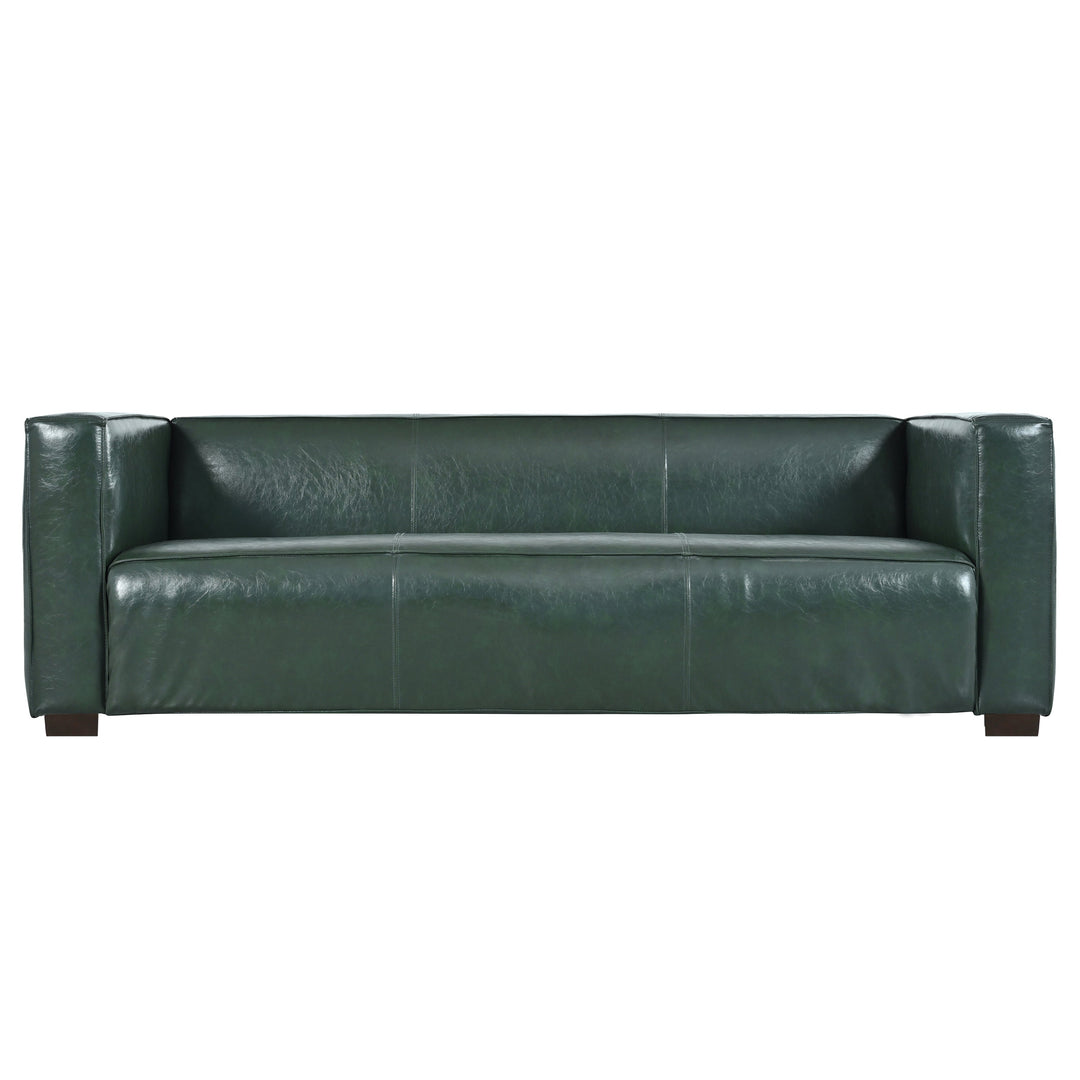 80.3" Green PU 3-Seater Tuxedo Sofa