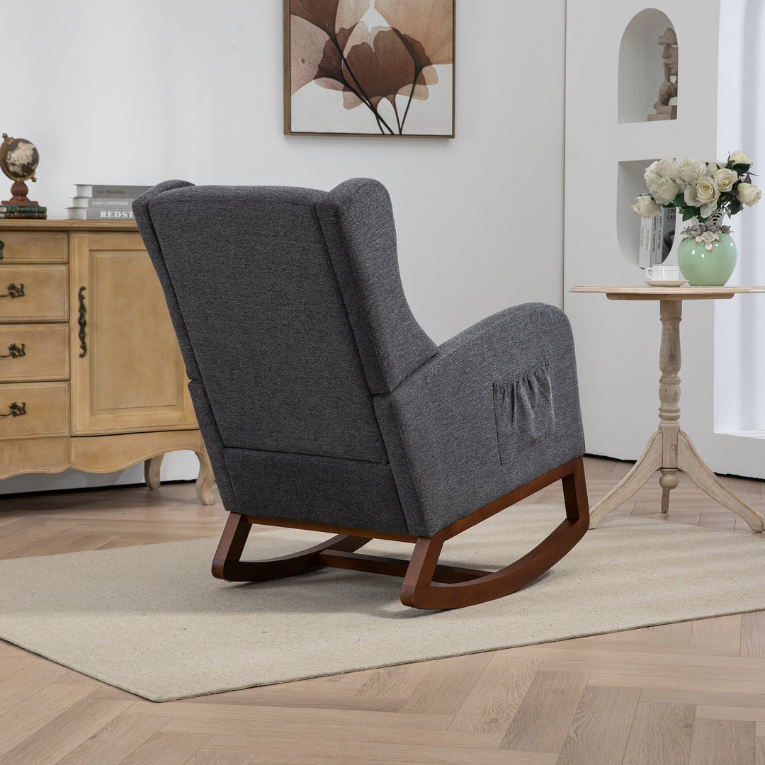 25.4" Modern Nursery Rocking Chair with Footrest, Charcoal