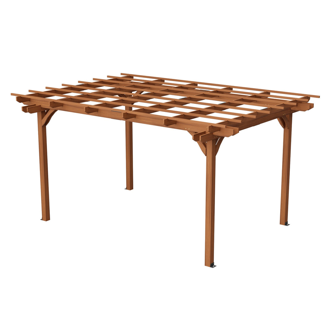 12x10 FT Wooden Pergola for Climbing Plants, Brown