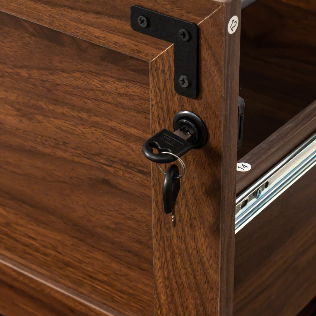 2-Drawer Farmhouse File Cabinet with Lock, Walnut