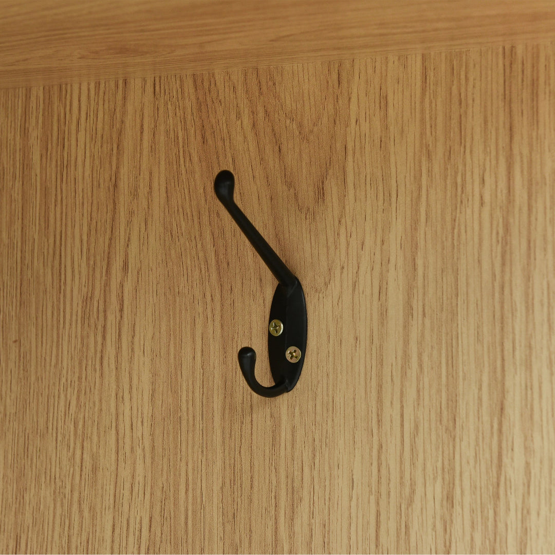 4-Door Natural Wood Wardrobe with Mirror, Shelves, Drawer