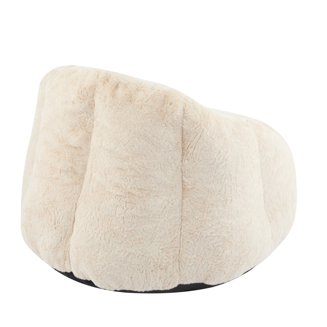 Albi Indoor Cozy Armchair-Style Bean Bag, Beige Faux-Fur, Ergonomic Design