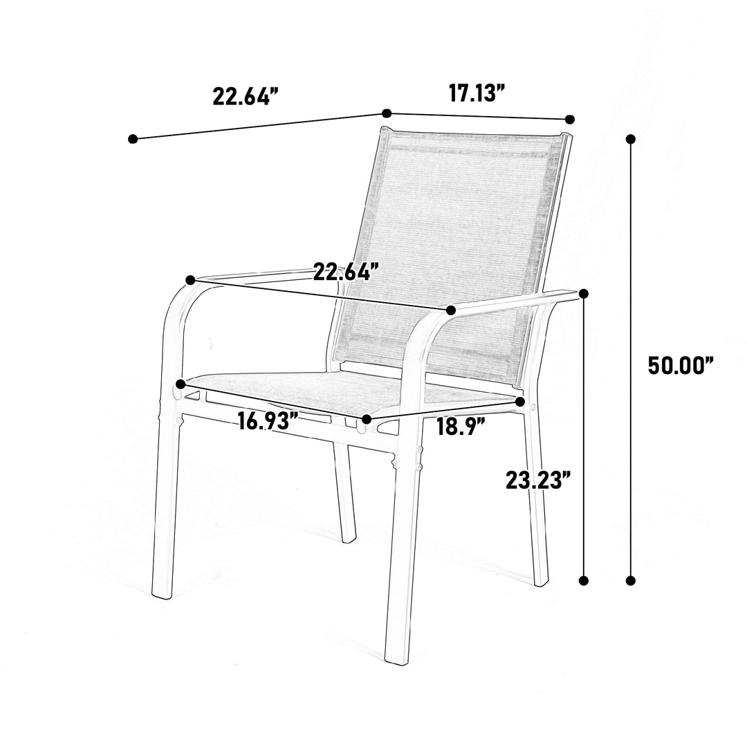 7-Piece Patio Dining Set with Table and 6 Stackable Textilene Chairs, Brown