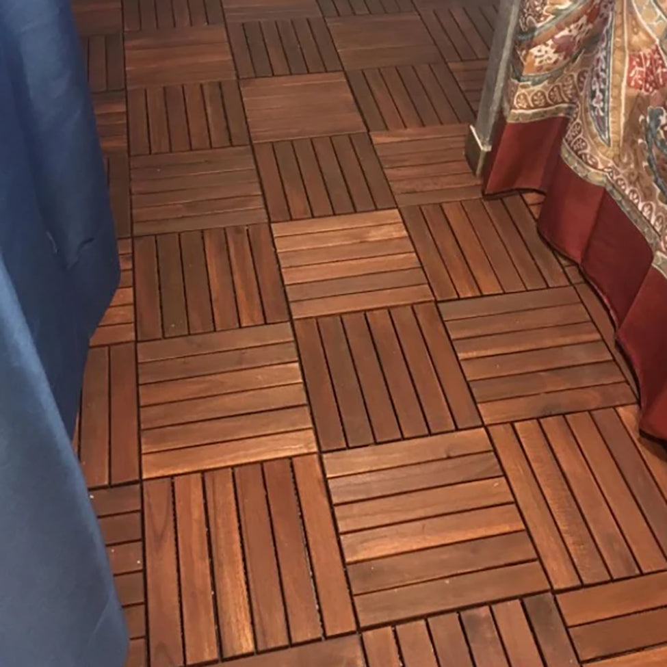 Oiled Acacia Straight Deck Tiles - 6 Slat - Interlocking Flooring