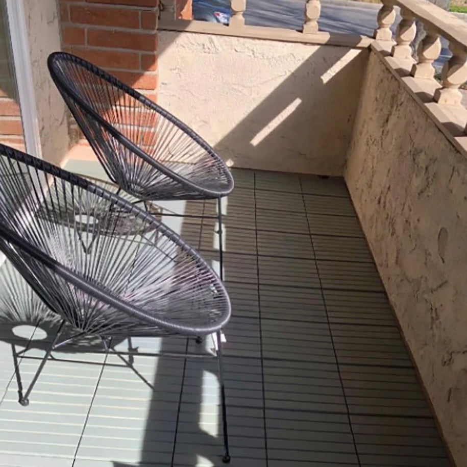 Modern Grey 6 Slat Straight Acacia Deck Tiles - Interlocking Flooring