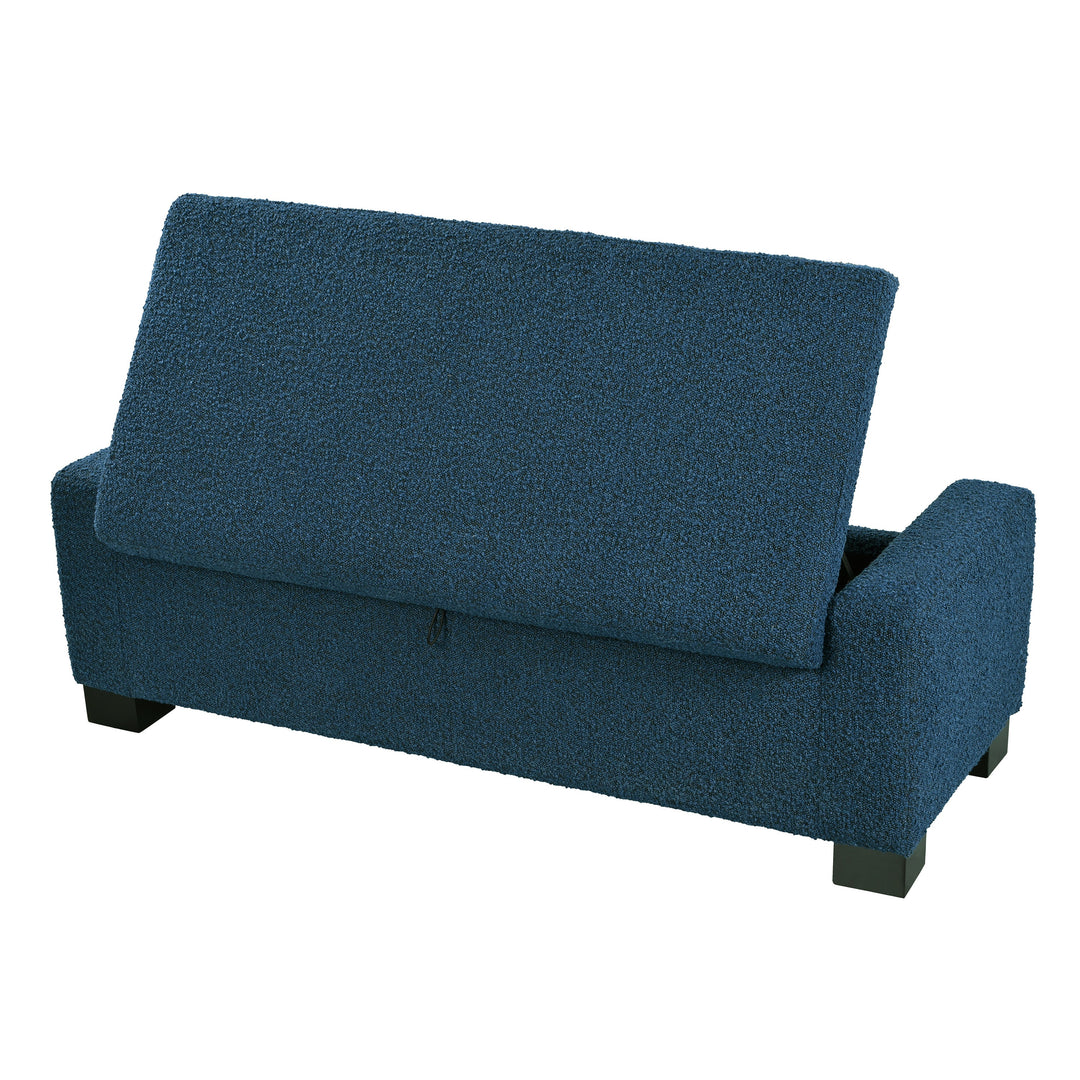 50" Textured Fabric Ottoman Bench with Storage & Hinged Lid
