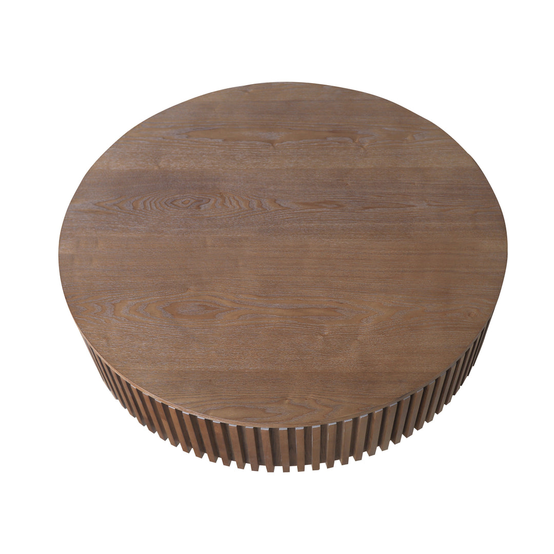 31.5" Round Walnut Coffee Table with Hidden Storage, Modern Mushroom Design