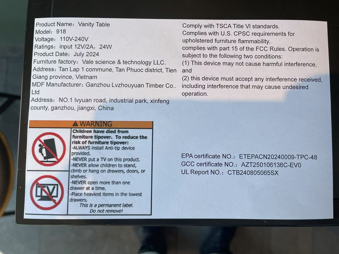 29.2" Compact Vanity Table with LED Mirror, Charging Station, Hair Dryer Holder, Stool