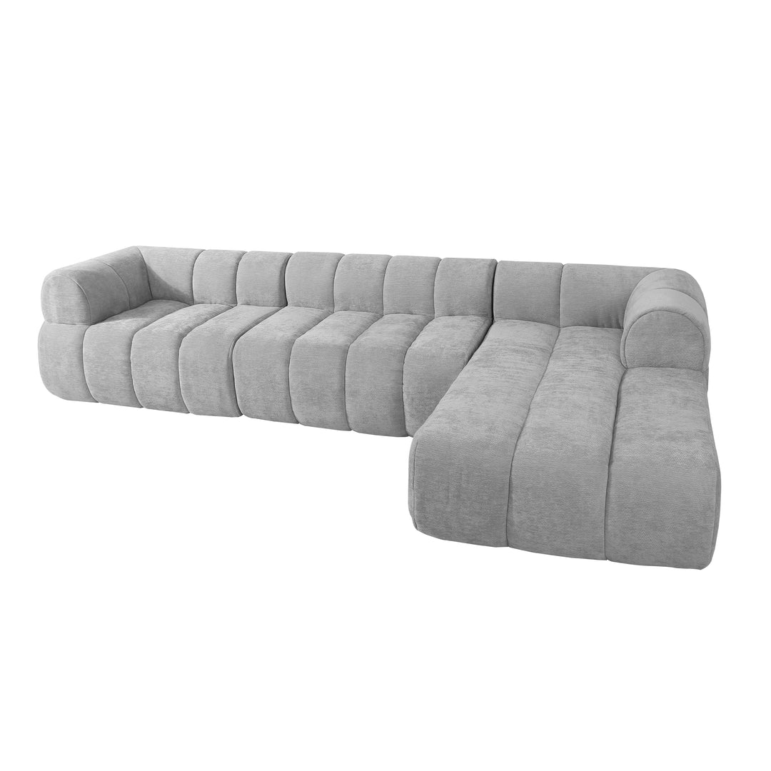 122" Gray L-Shaped Sectional Sofa with Chaise, Fully Assembled