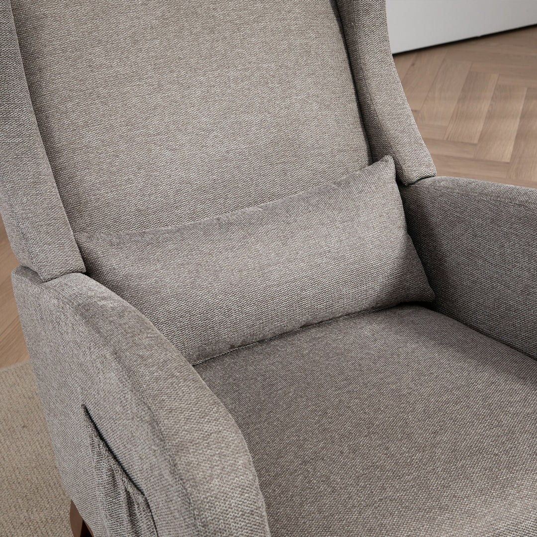 25.4" Taupe Nursery Rocking Chair with Footrest, Side Pocket