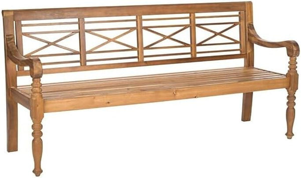 Martin Acacia Wood Adirondack Patio Bench – Natural Finish | 2-Person Outdoor Seating
