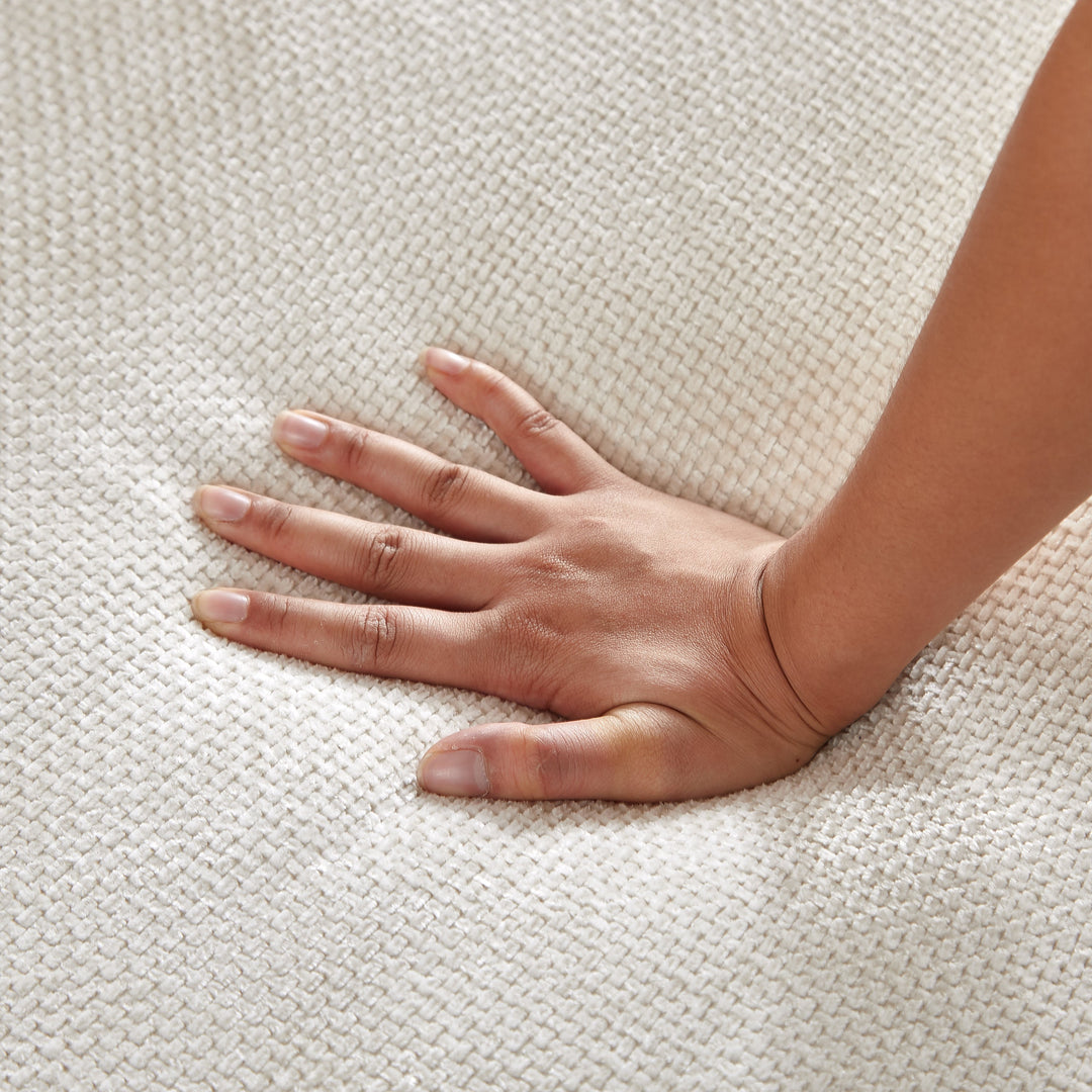 55" Beige Chenille Swivel Chair with Neck Pillow