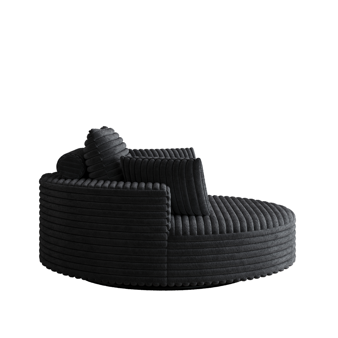 55" Corduroy Foam Swivel Chair, Modern Sleeper, Black