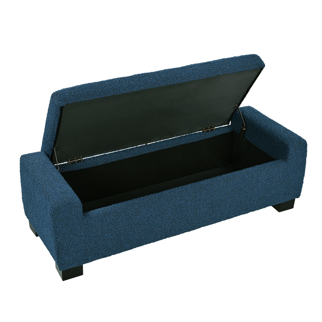 50" Textured Fabric Ottoman Bench with Storage & Hinged Lid