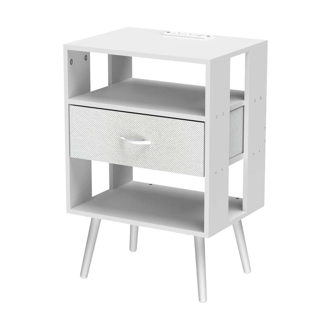 2-Pack Modern Nightstand with LED Light & Charging Station