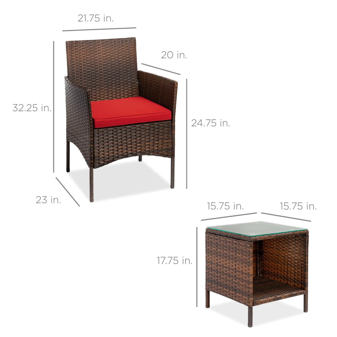 3-Piece Wicker Patio Bistro Set with Storage Table
