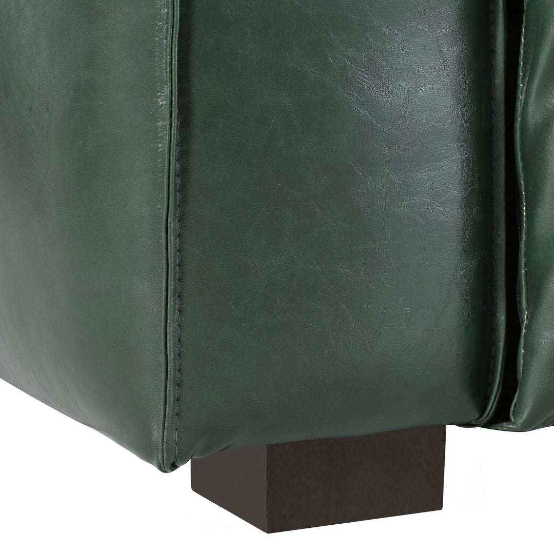 80.3" Green PU 3-Seater Tuxedo Sofa