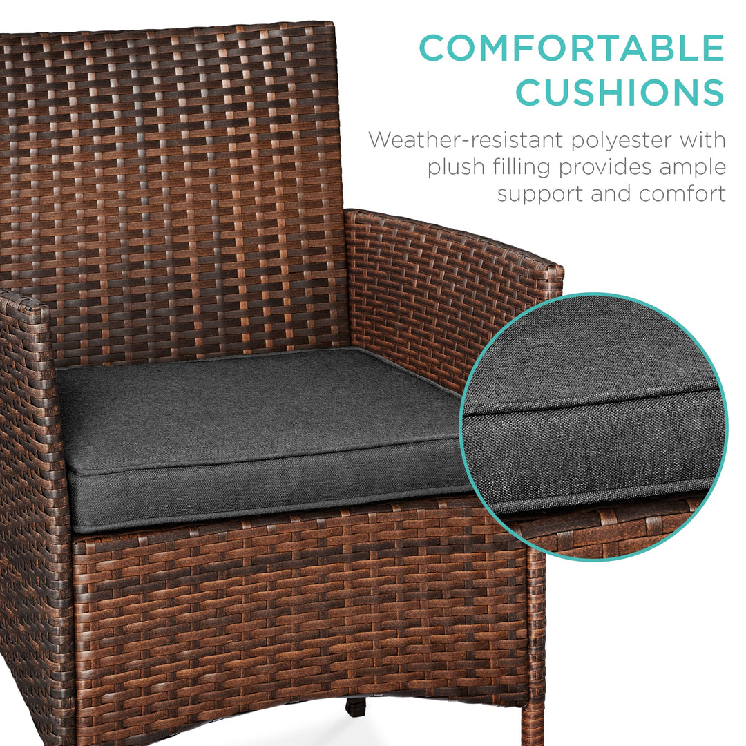 3-Piece Wicker Patio Bistro Set with Storage Table