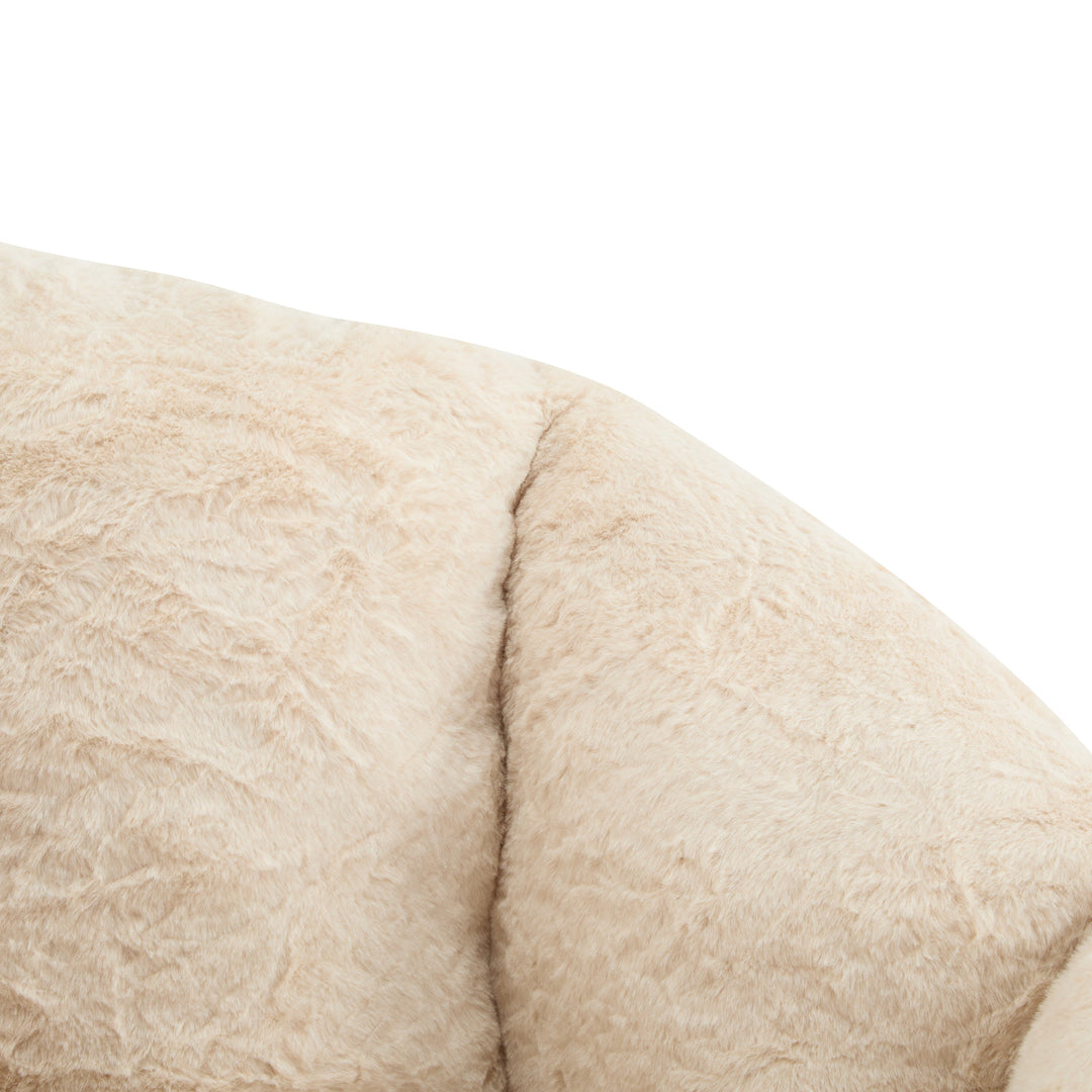 Albi Indoor Cozy Armchair-Style Bean Bag, Beige Faux-Fur, Ergonomic Design