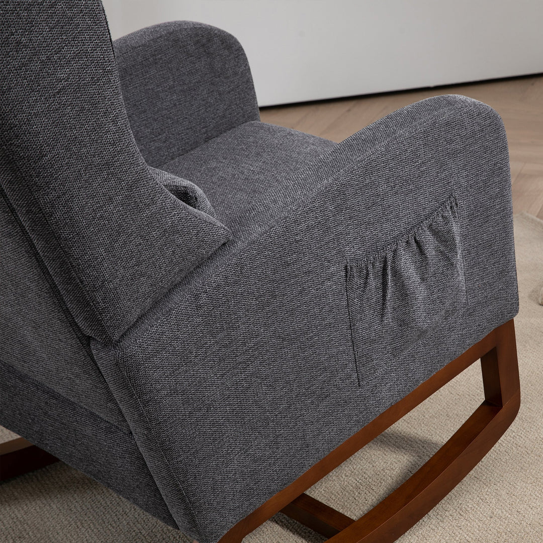 25.4" Modern Nursery Rocking Chair with Footrest, Charcoal