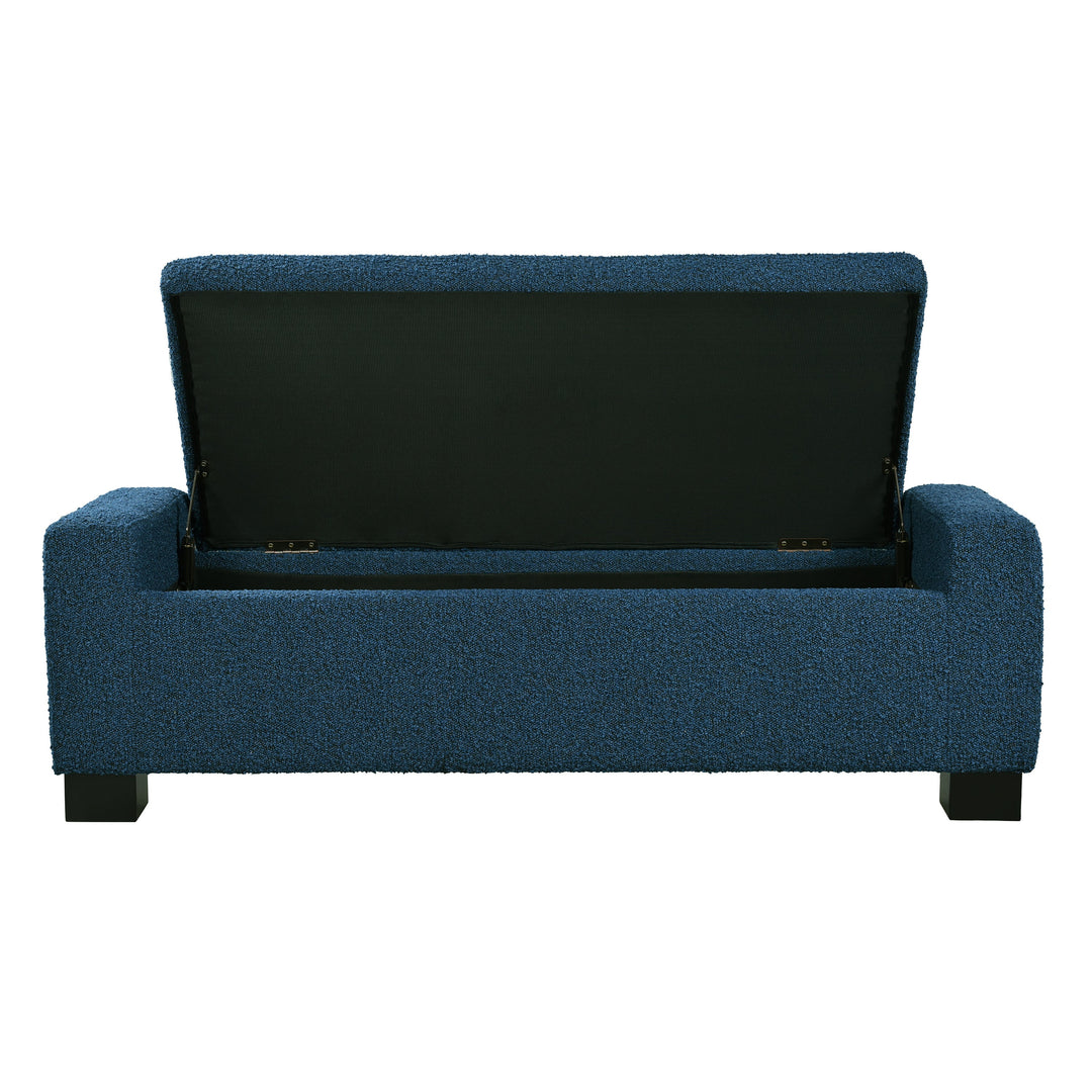 50" Textured Fabric Ottoman Bench with Storage & Hinged Lid