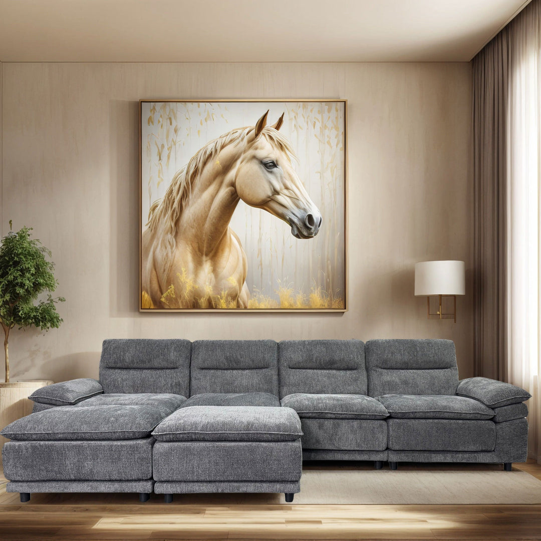 141" Dark Grey U-Shaped Sectional Sofa with Chaise, 6-Seat