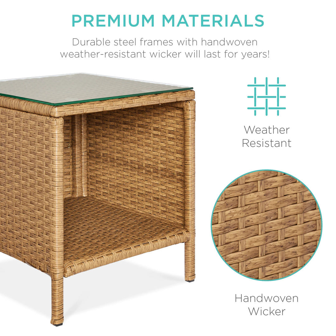 3-Piece Wicker Patio Bistro Set with Storage Table