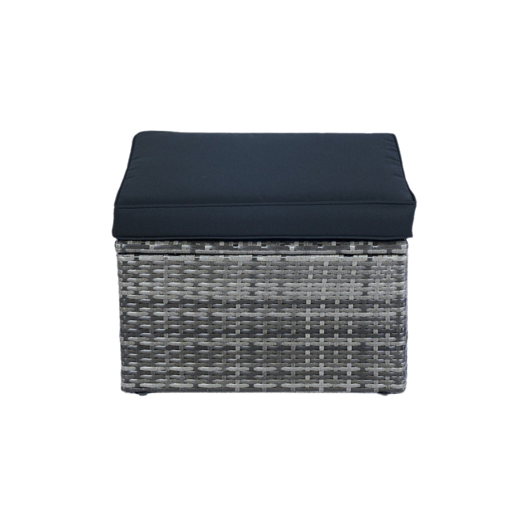 6-Piece Grey Wicker Patio Sectional Set with Black Cushions