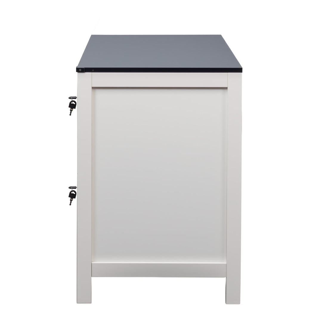 2-Drawer White Farmhouse File Cabinet with Lock