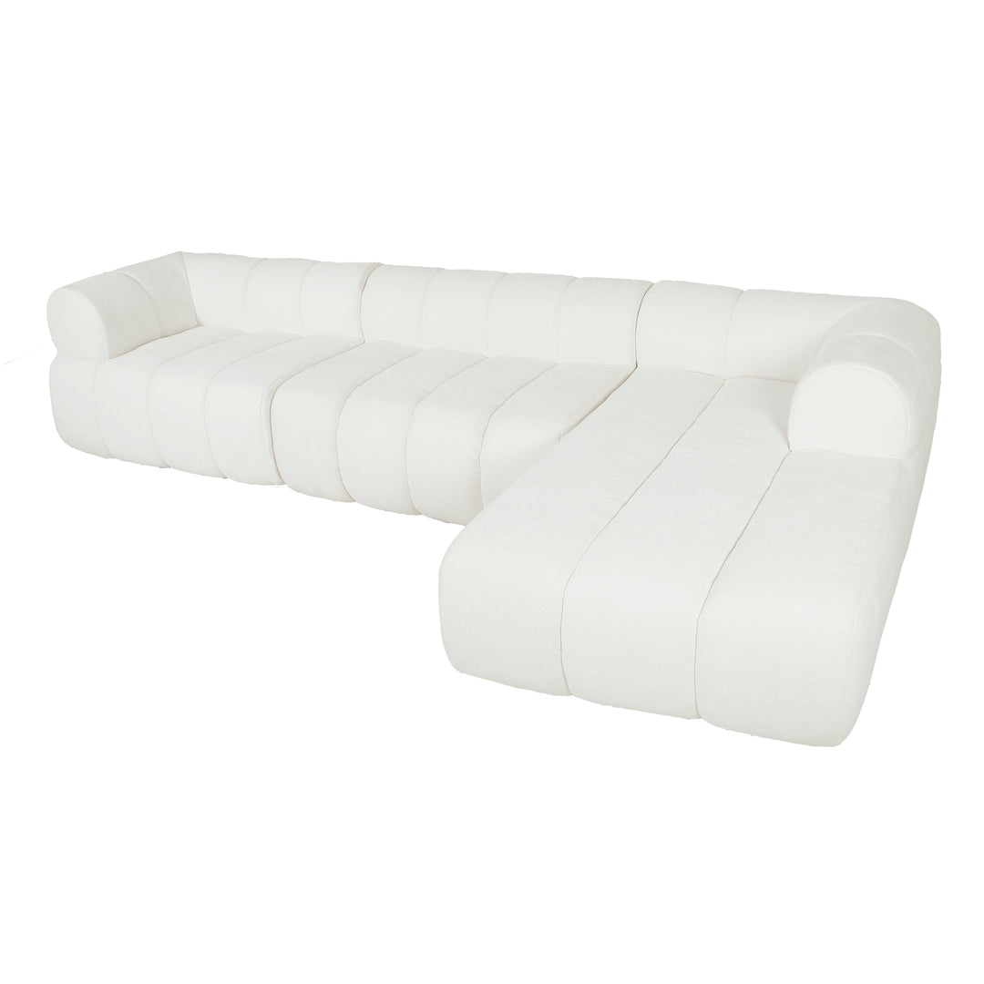 122" Beige L-Shaped Sectional Sofa with Chaise, Fully Assembled