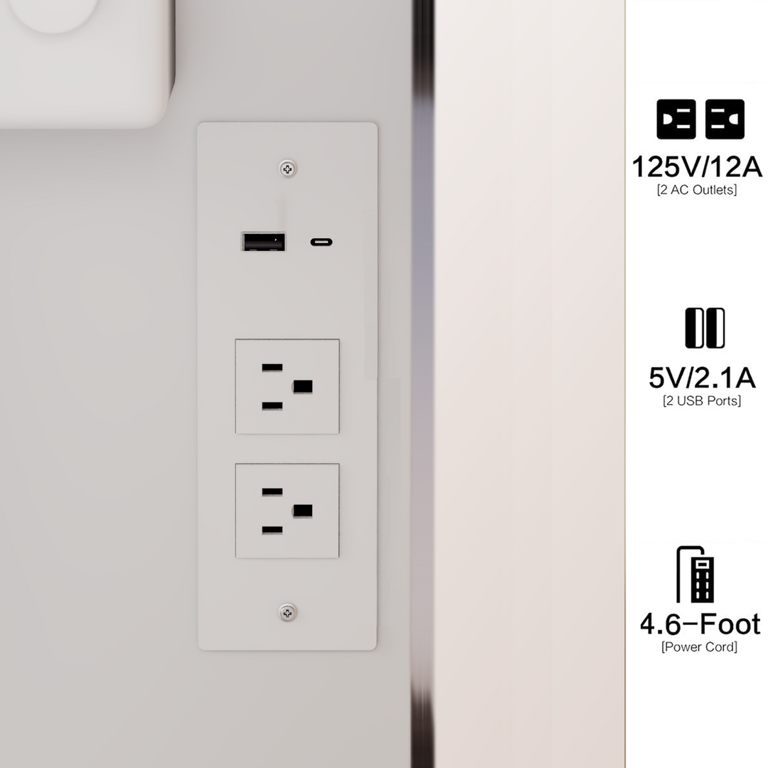 17" Round LED Mirror Vanity Table with Stool & Storage