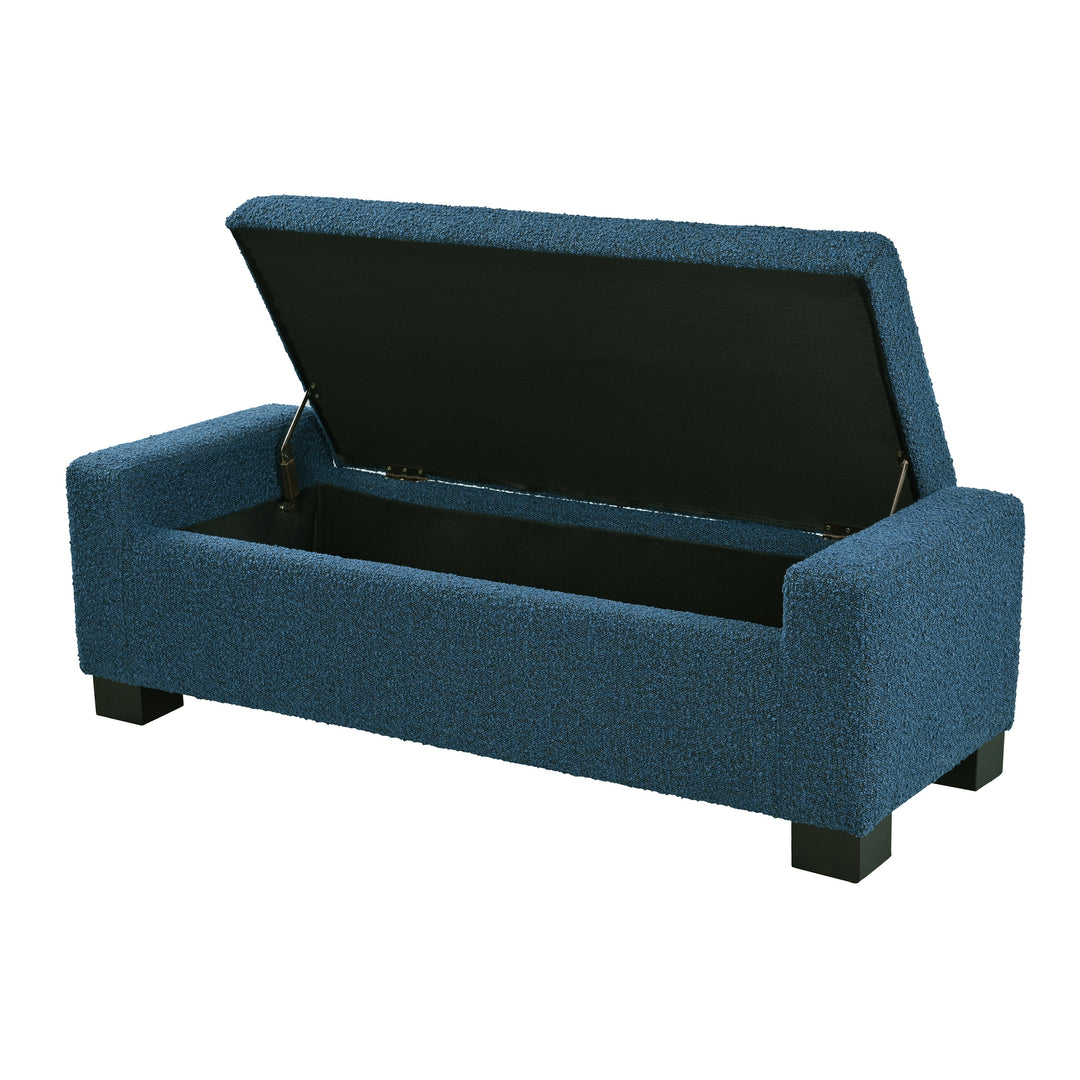 50" Textured Fabric Ottoman Bench with Storage & Hinged Lid