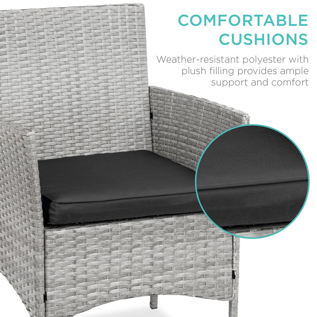 3-Piece Wicker Patio Bistro Set with Storage Table