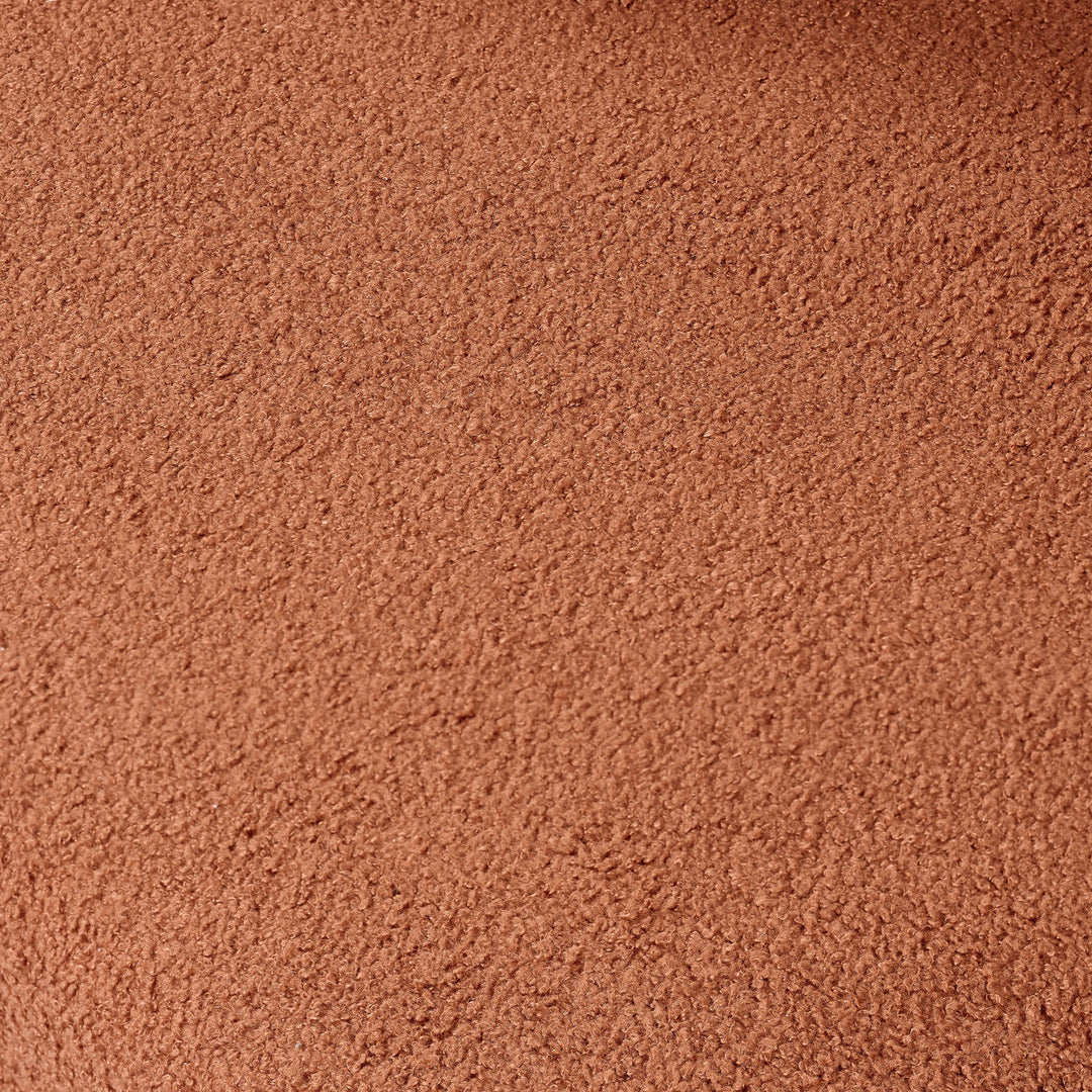 87" Orange Curved Bouclé Sofa, Modern 3-Seater