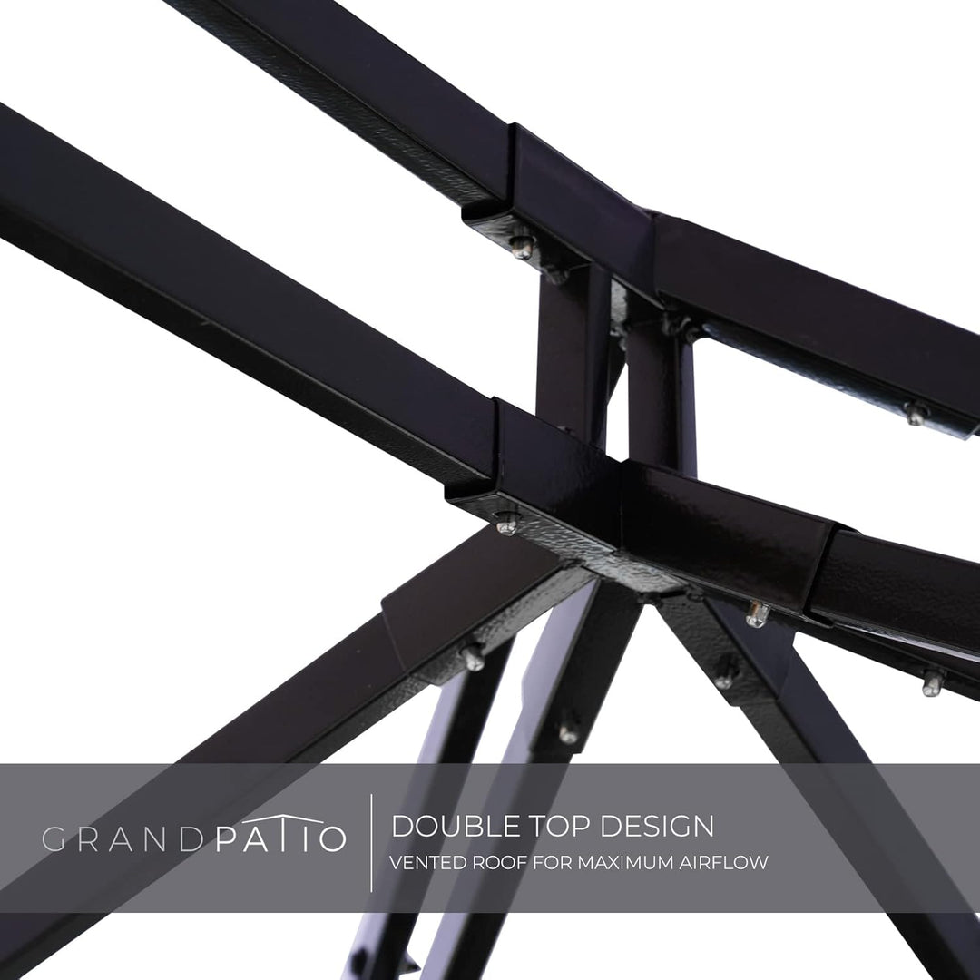 Grand Patio 10x13 Ft Outdoor Gazebo with Mosquito Netting & Curtains – Double-Vented Canopy Shelter for Deck, Garden & Backyard Shade