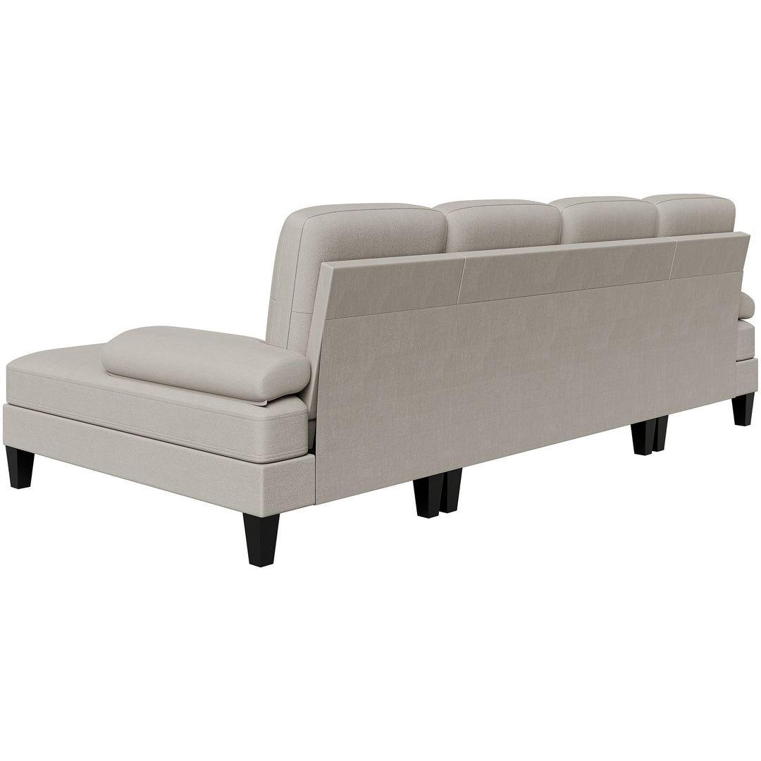 106" U-Shaped 4-Seat Modern Sectional Sofa with Double Chaises – Linen Upholstery