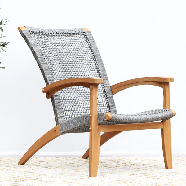 Cantera Outdoor Lounge Chair – Solid Teak Wood & All-Weather Poly-Rope