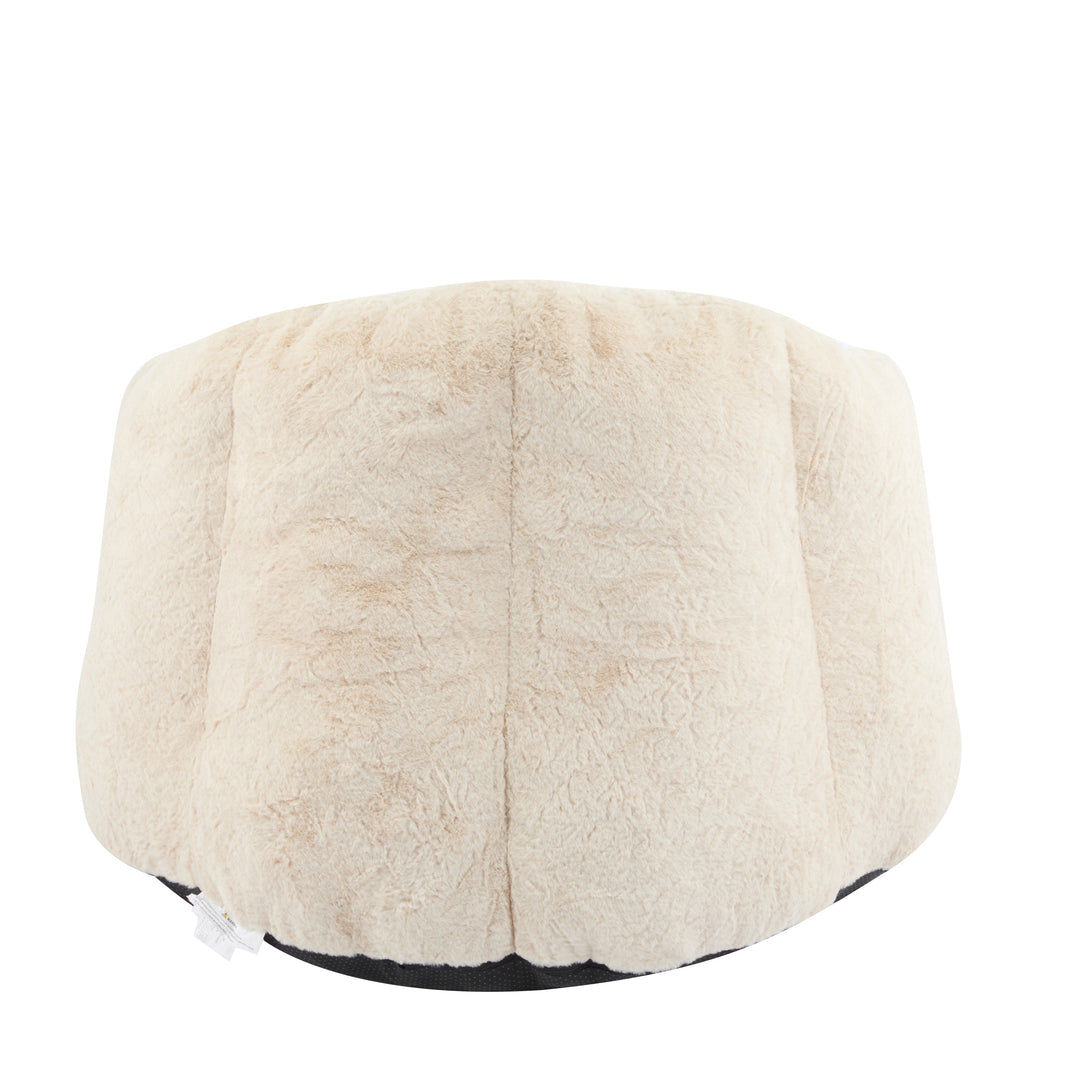 Albi Indoor Cozy Armchair-Style Bean Bag, Beige Faux-Fur, Ergonomic Design