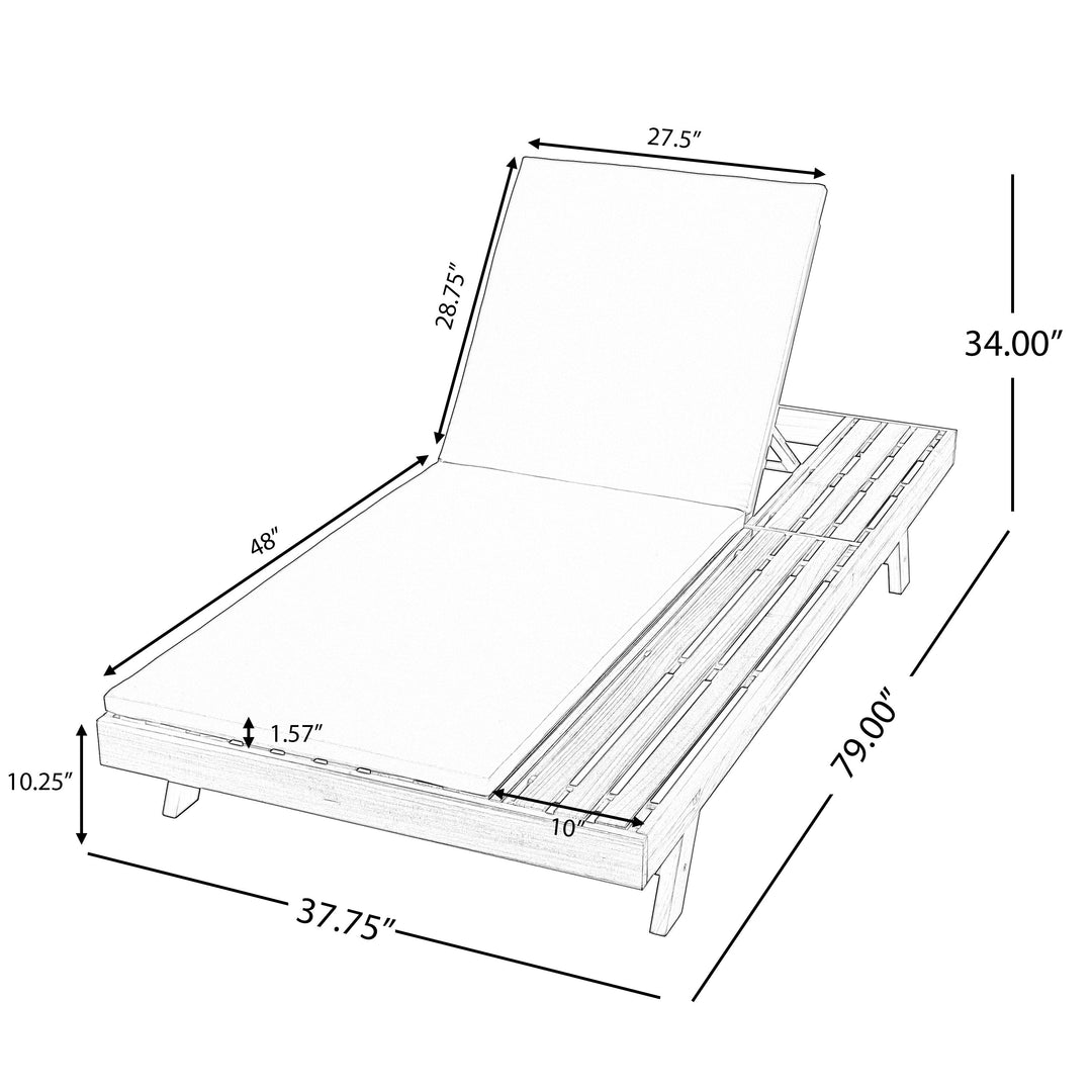 Foldable Acacia Wood Lounge Chair with Adjustable Backrest, Teak Finish