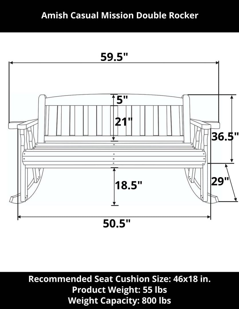 Mission-Style Double Rocker – 800 lb Capacity, Treated Pine by Amish Casual