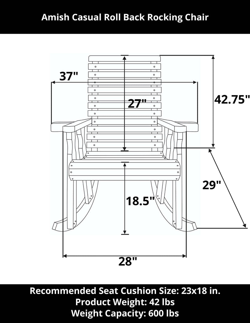 Roll Back Outdoor Rocking Chair – Heavy Duty Pine by Amish Casual