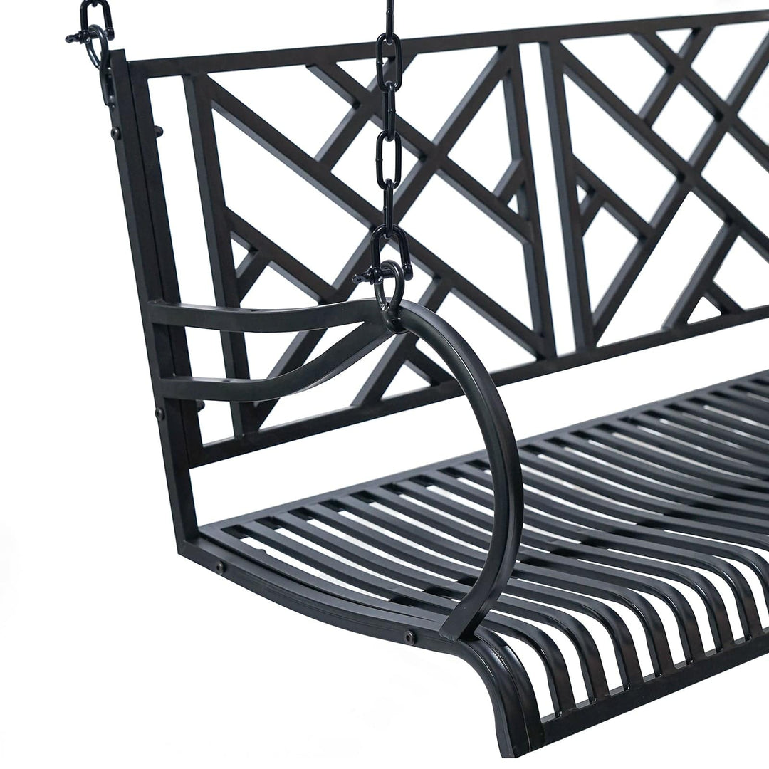 Logan Metal Porch Swing – Black Wrought Iron by Live Casual