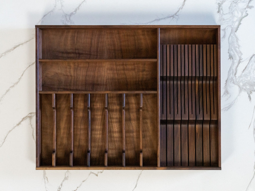 16.75" In-Drawer Knife Block, Cherry or Walnut