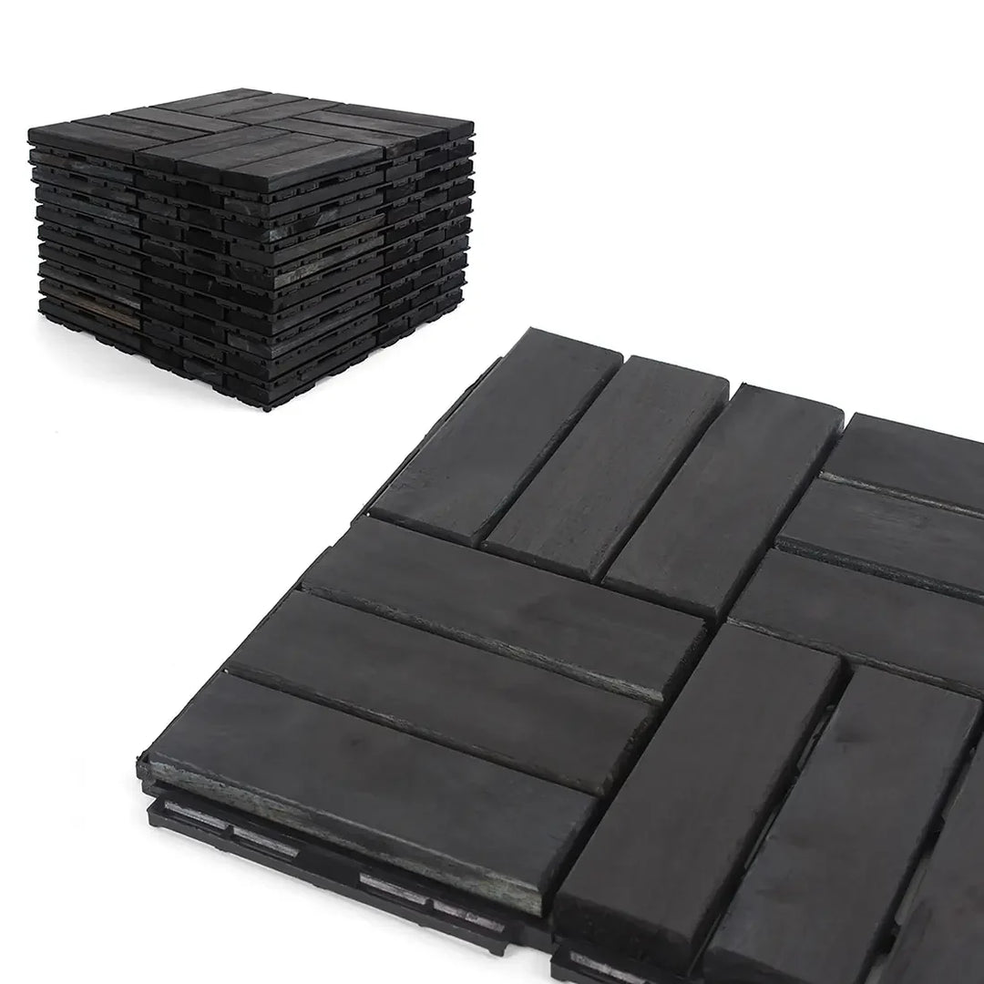 Blue Bayou 12 Slat Checkered Acacia Deck Tiles - Interlocking Flooring