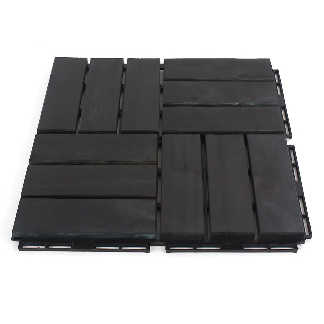 Blue Bayou 12 Slat Checkered Acacia Deck Tiles - Interlocking Flooring
