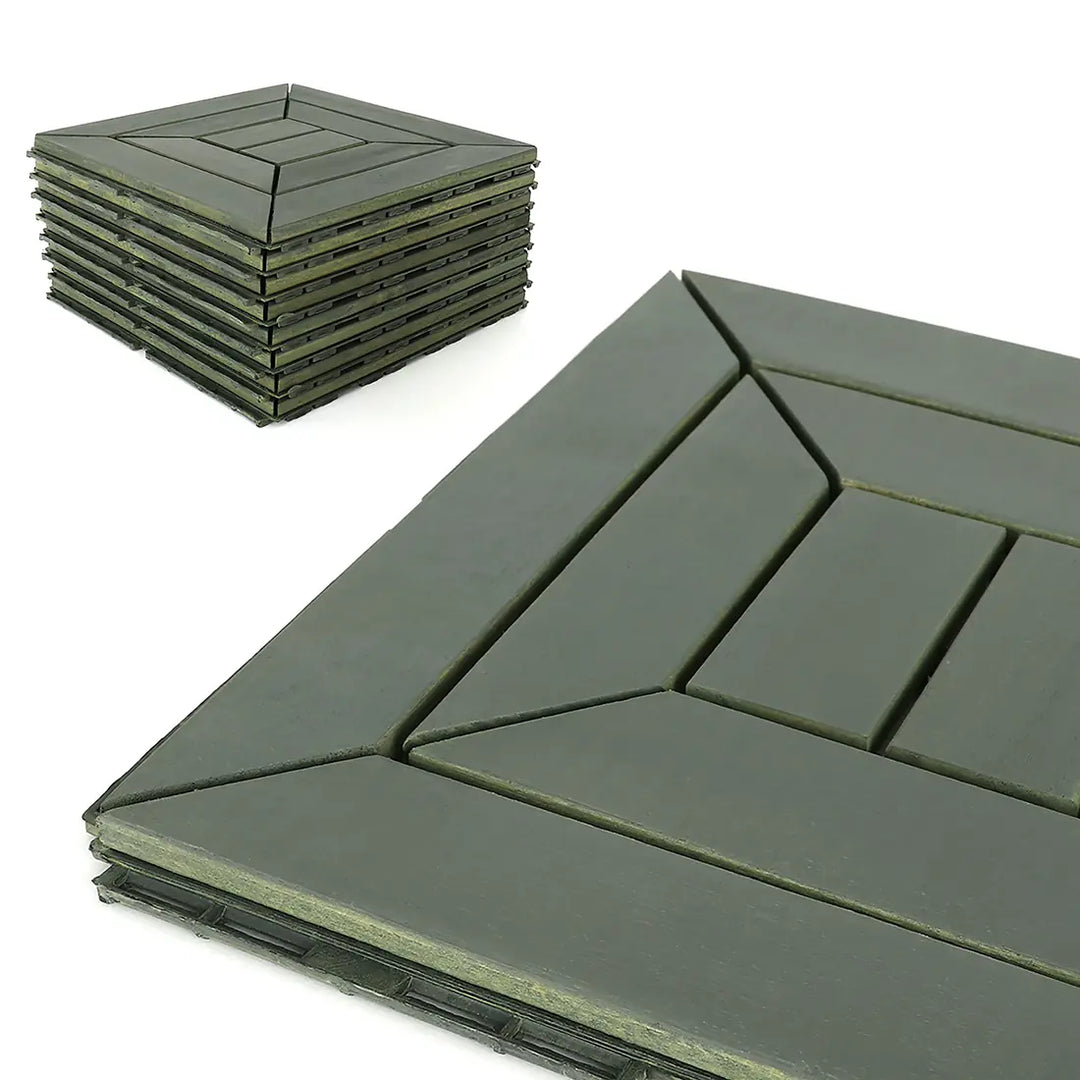 Modern Grey Diamond Acacia Deck Tiles - Interlocking Patio Flooring