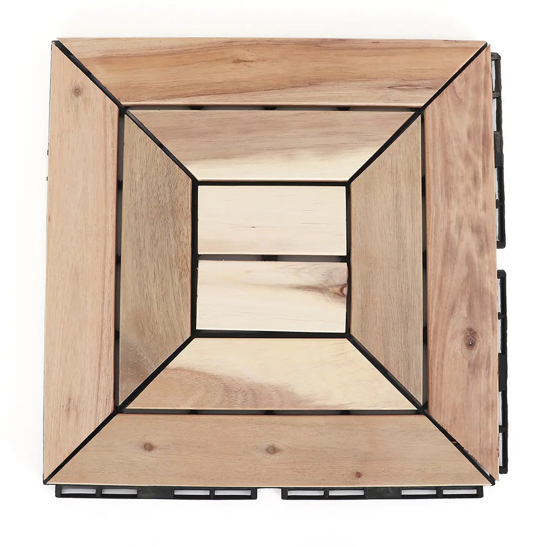 Natural Acacia Diamond Deck Tiles - Interlocking Wood Patio Flooring
