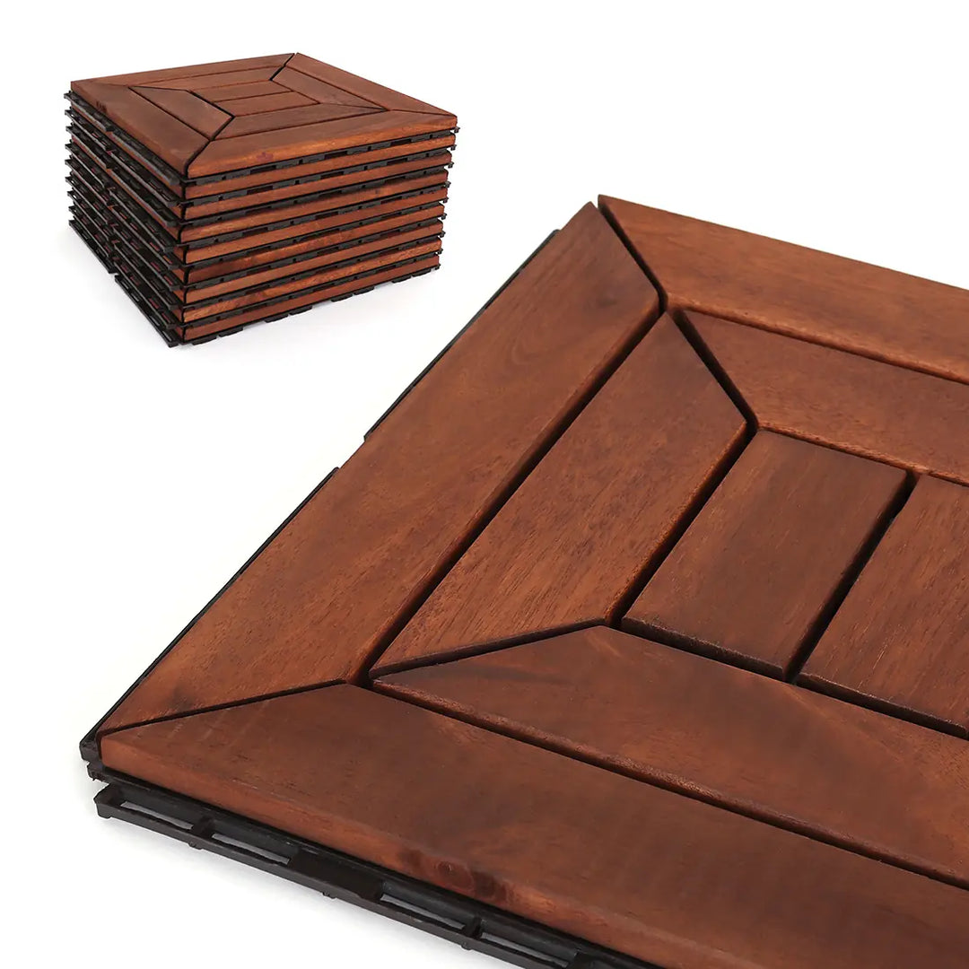 Oiled Acacia Diamond Deck Tiles - Interlocking Flooring